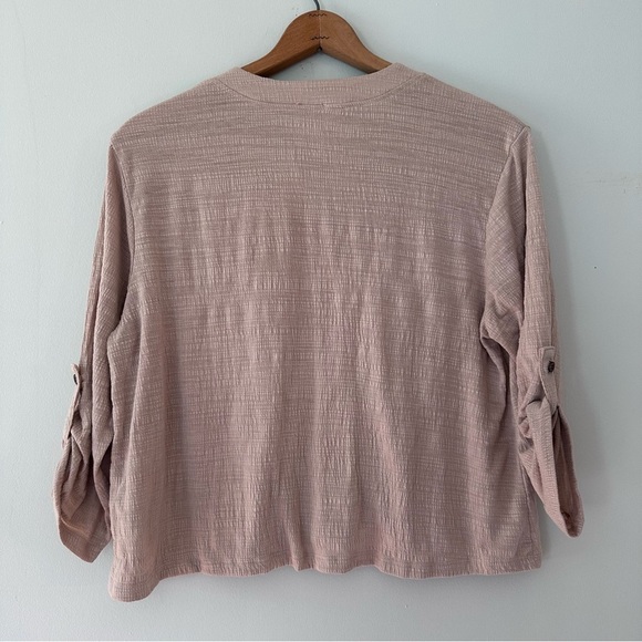 Telluride Earthy Neutral Textured Cropped Button Down Women’s Shirt Size Large - Picture 8 of 11